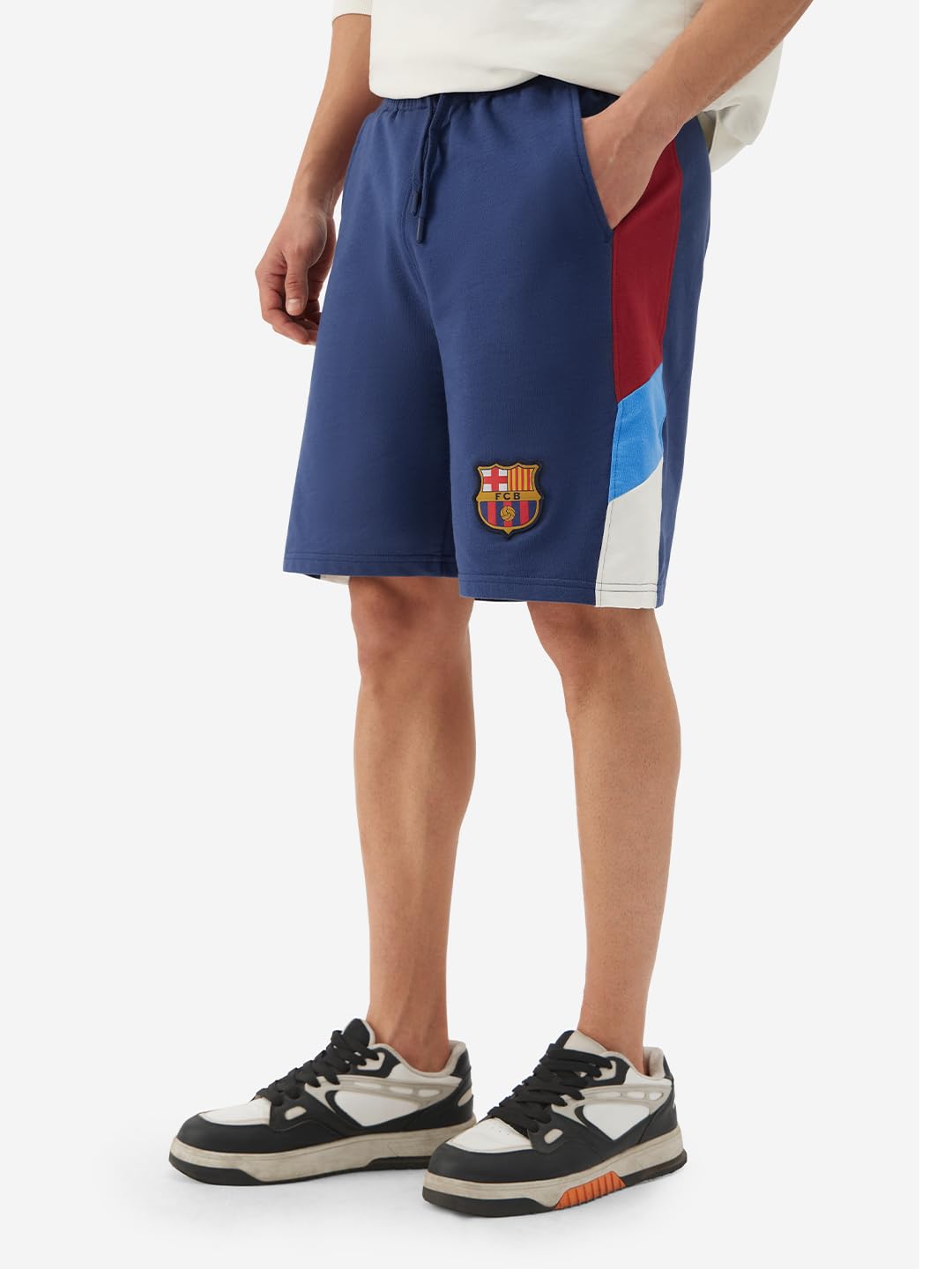 The Souled Store Official FCB: Matchday Shorts Men and Boys Knee Length Cotton Bermuda Shorts Navy Blue