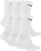 Nike Men's Dri-Fit EverydayPlus Cushioned Crew Socks | Cotton (EverydayPLUS, White, Large, 6 Pairs)