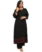 ANNI DESIGNER Womens Rayon Viscose Anarkali Printed Kurta with Pant (Ramkund Black_L_Black_Large)