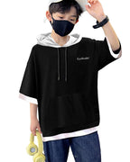 Eyebogler Boys Half Sleeves Loose Fit Cotton T-Shirts Black-White