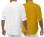 Macsivo MenS Cotton Blend Kurta With Solid Band Collar Full Sleeve Button Closure Regular Fit Curved Hem Length | Kurta For Man