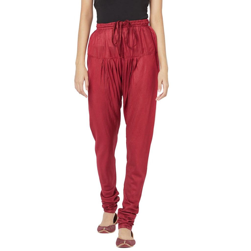 Fabindia Women Tussar Elasticated Churidar Viscose_S Red