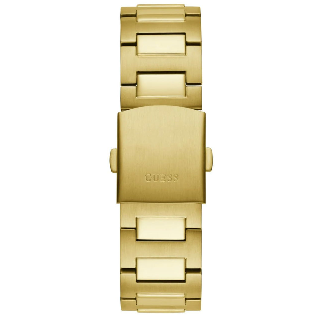GUESS Men's 42mm Watch - Gold Tone Strap Black Dial Gold Tone Case
