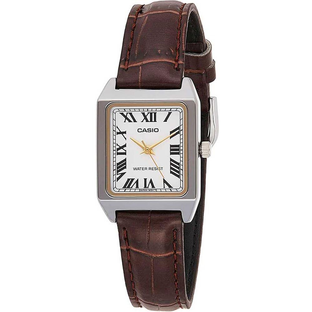 Casio Standard Analog Chrome Plated Leather Strap White Dial Quartz LTP-V007L-7B2 Women's Watch