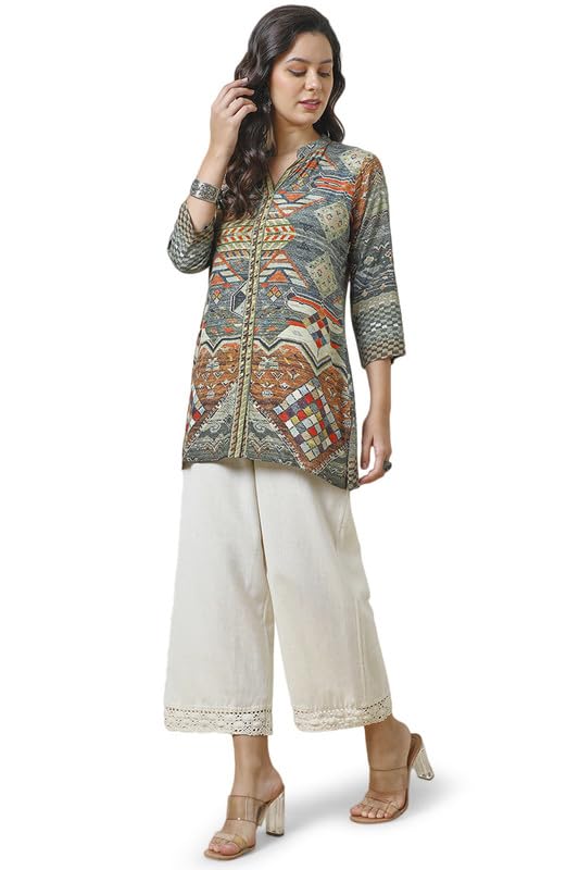 Soch Womens Multicolour Vicose Muslin Abstract Print Tunic With Beads