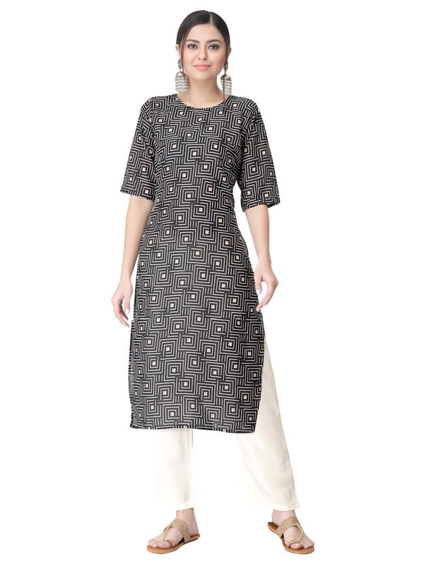 Pinkmint Kurta Set for Women Cotton Printed Straight Kurta with Pant (Pack of 1)