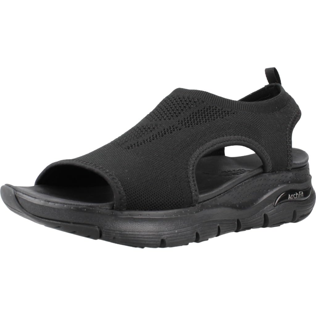 Skechers Women's Arch FIT-City Catch, Black/Black, 6