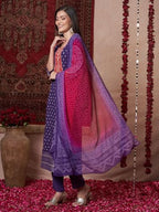 ANNI DESIGNER Womens Rayon Viscose Printed Straight Kurta with Pant & Dupatta (Subhi Begani-VKS04_L_Begani_Large)