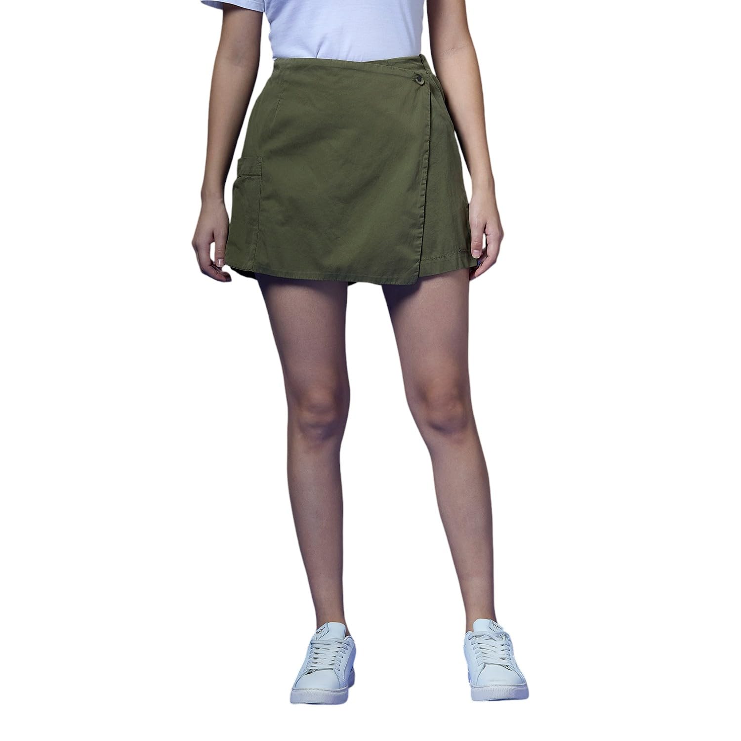 Olive Mid Waist Regular Fit Shorts