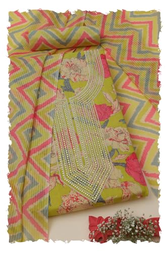 Soch Women Cotton Floral Print Unstitched Dress Material with Sequins