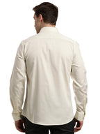 Turtle Men 100% Cotton Slim Fit Cream Solid Formal Shirt