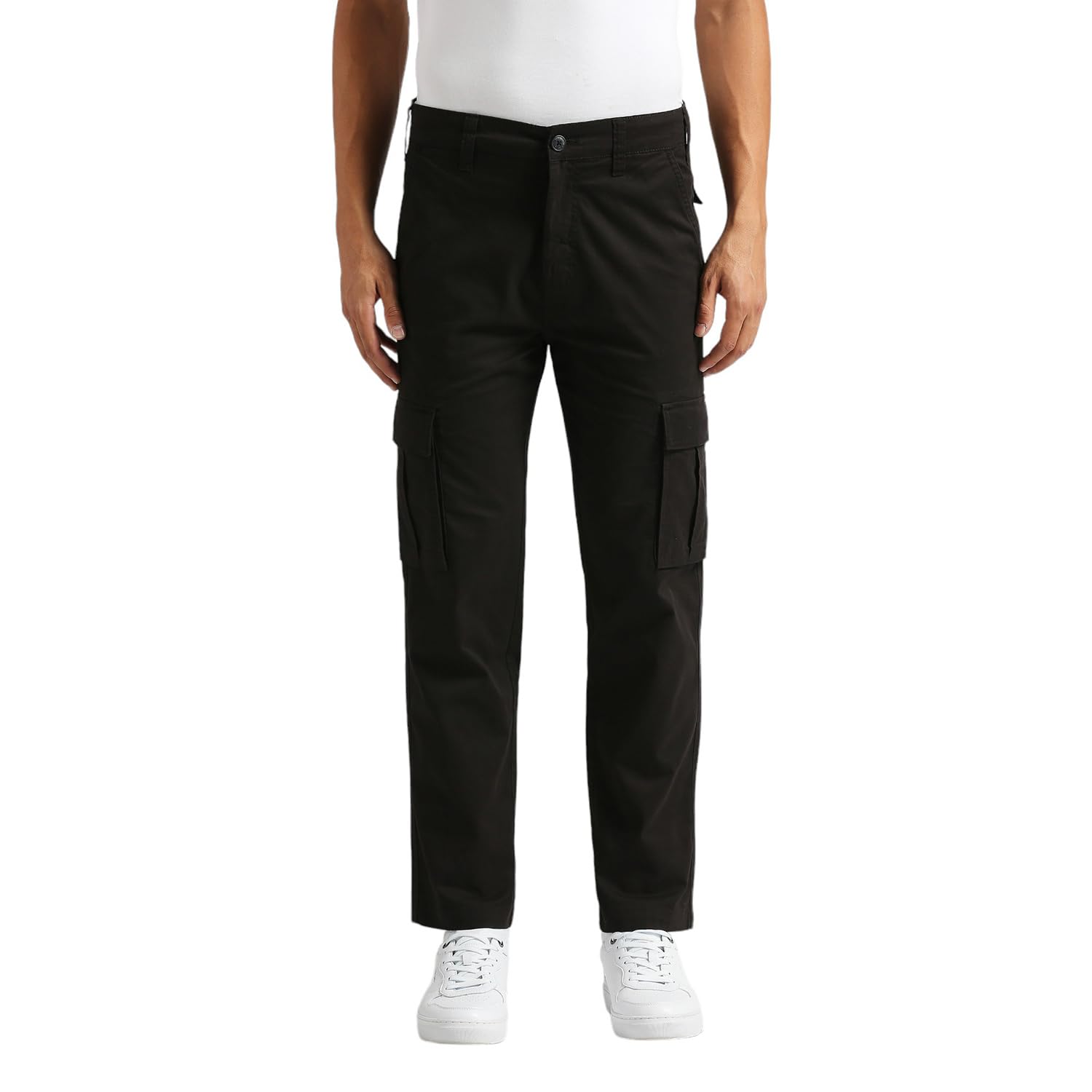 Black Mid Waist Madrid Fit Cargo Pants