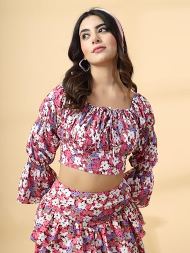 OOMPH! Full Sleeve Crop Top, Pink, mt867