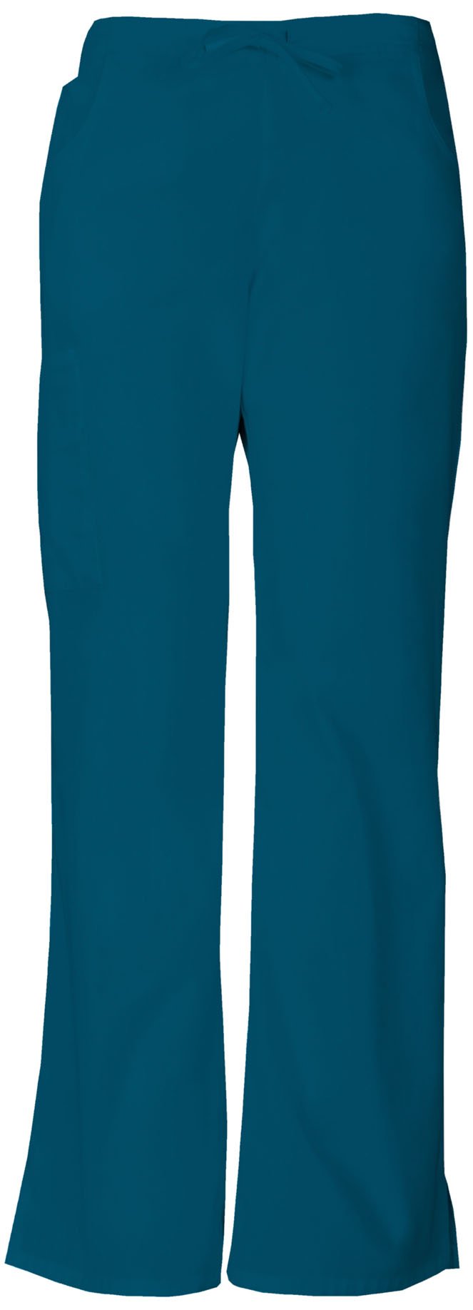 Dickies Women's Signature Mid Rise Drawstring Scrubs Cargo Pant, Caribbean Blue, Medium Petite