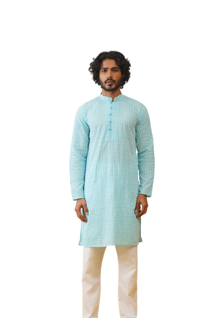 Jompers Mens Chikankari Embroidered Kurta Churidar Set