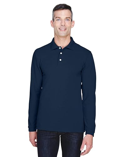 Mens 56 oz Easy Blendong-Sleeve Polo - BLAcK - XS(D0102H76KQ2)
