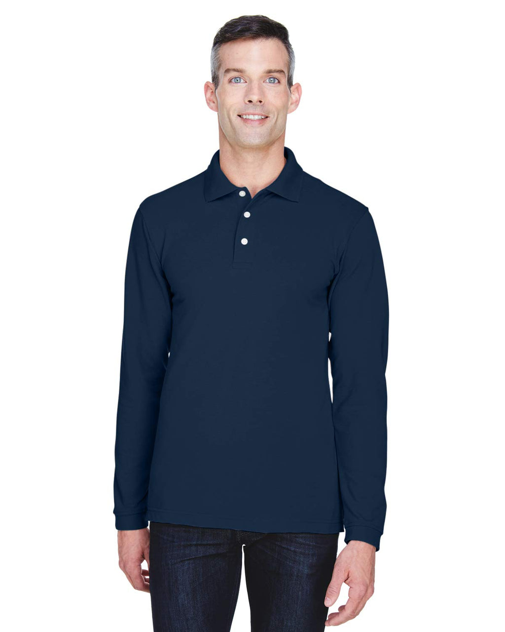 Mens 56 oz Easy Blendong-Sleeve Polo - BLAcK - XS(D0102H76KQ2)