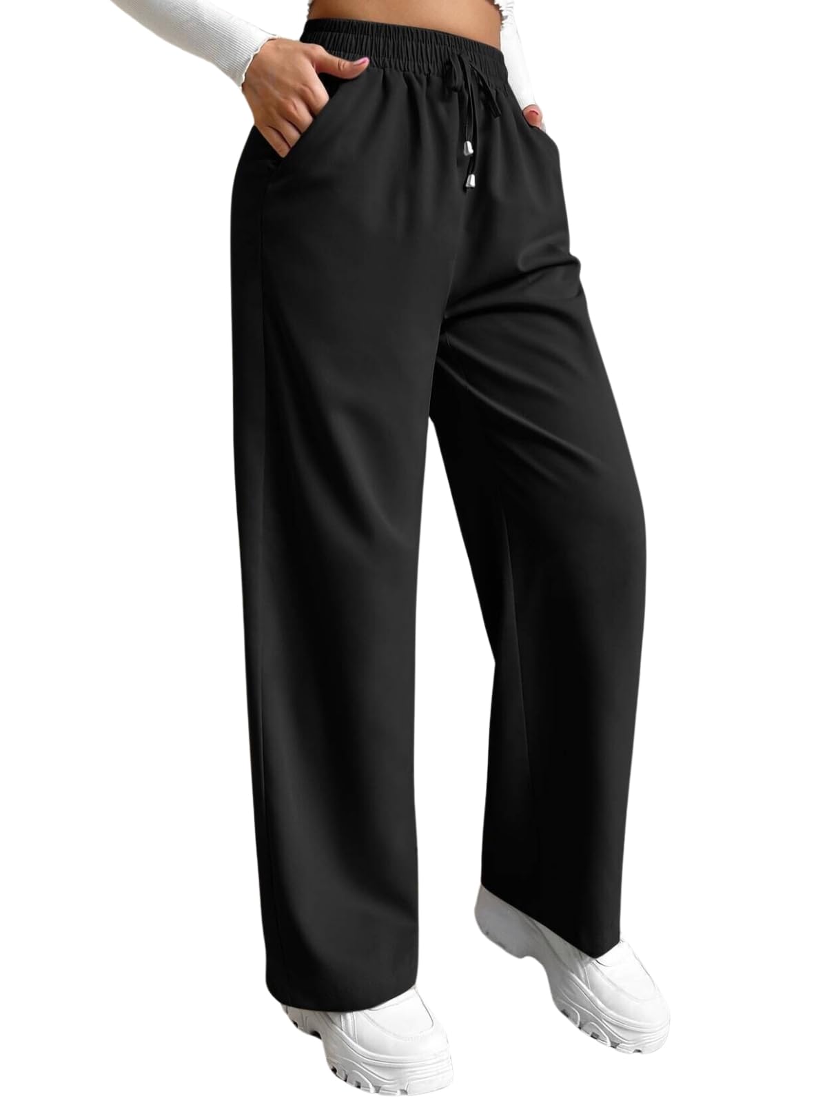 Leriya Fashion High Waist Trousers For Women  Flared Korean Style Formal Pants | Elegant Workwear For Office, College & Events B