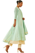 Soch Womens Powder Blue Chanderi Floral Embroidered Suit Set With Zari