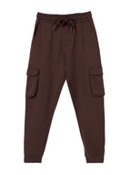 The Souled Store Solids: Choco Brown Boys Drawstringed Cotton Cargo Joggers