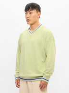 The Souled Store Originals : Minty White Men and Boys Long Sleeves Printed Cotton Blend Oversized Sweatshirts