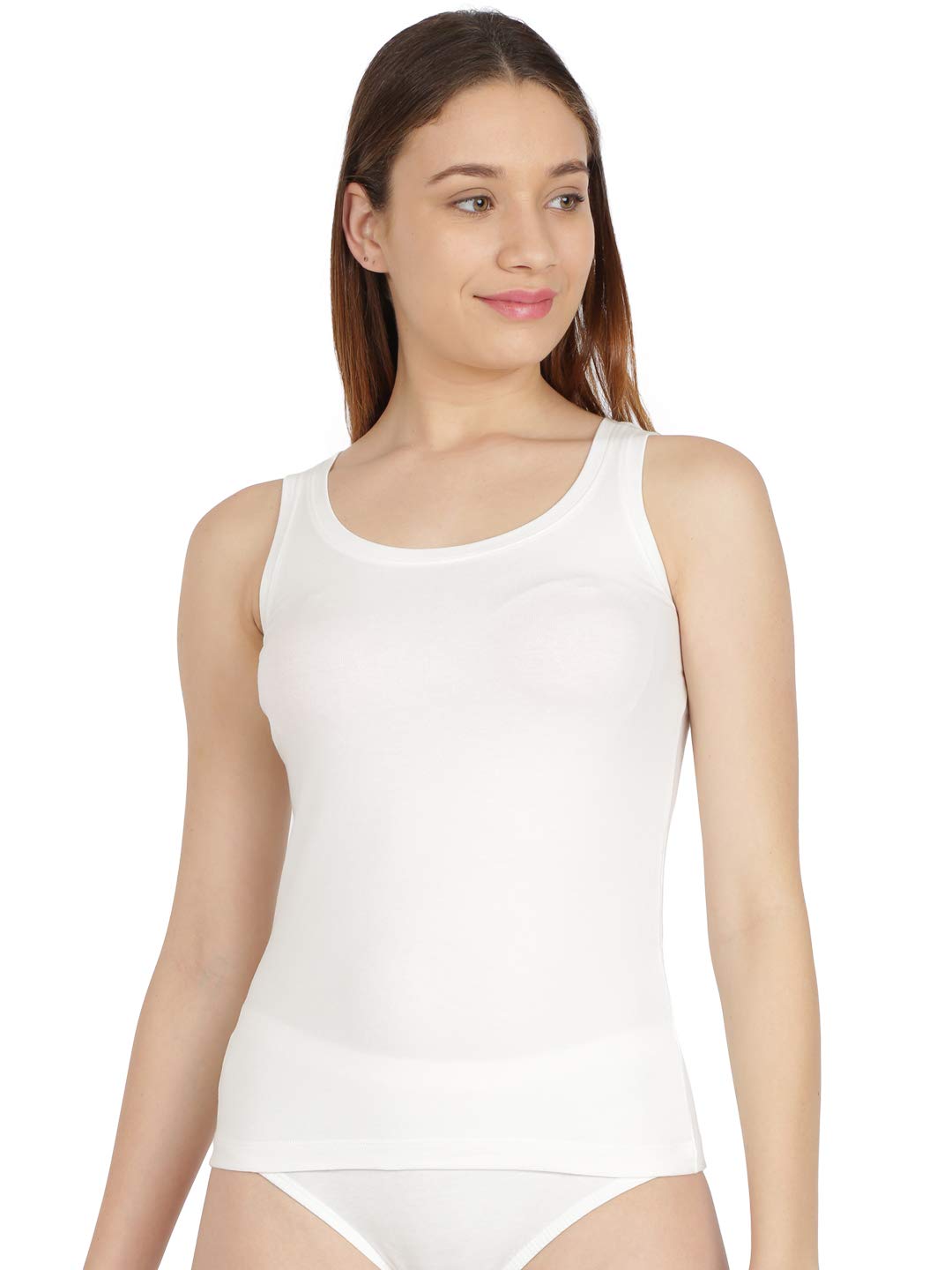 Attwact White Camisole For WomenCotton Sleeveless Vests For LadiesWomens Innerwear Short Tank Top With Broad Shoulder Slits, 2 2