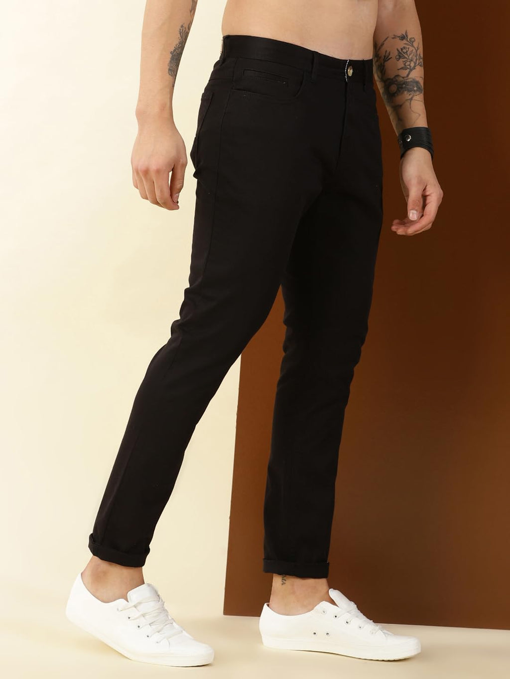 Thomas Scott Mens Cotton Blend Regular Fit Chinos - Black