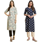 Pinkmint Printed Round Neck Kurta Set for Women ll Kurti & Pant Set for Women ll Regular Fit Kurta Set (Pack of 2) Red-Black