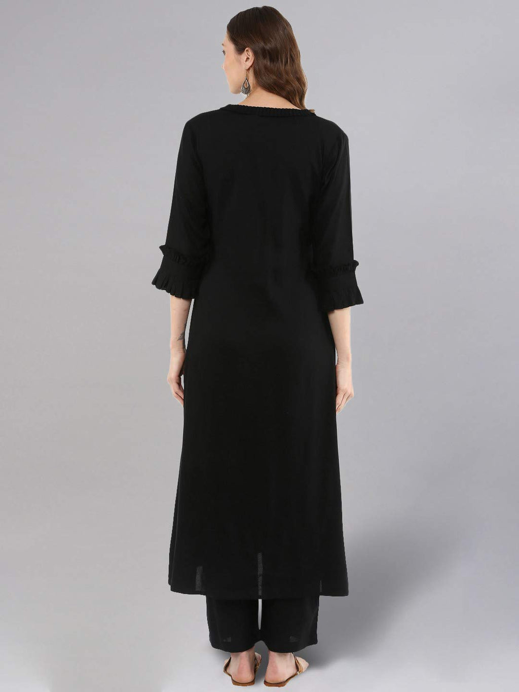 Idalia Women'S Cotton Blend Solid Regular Kurta