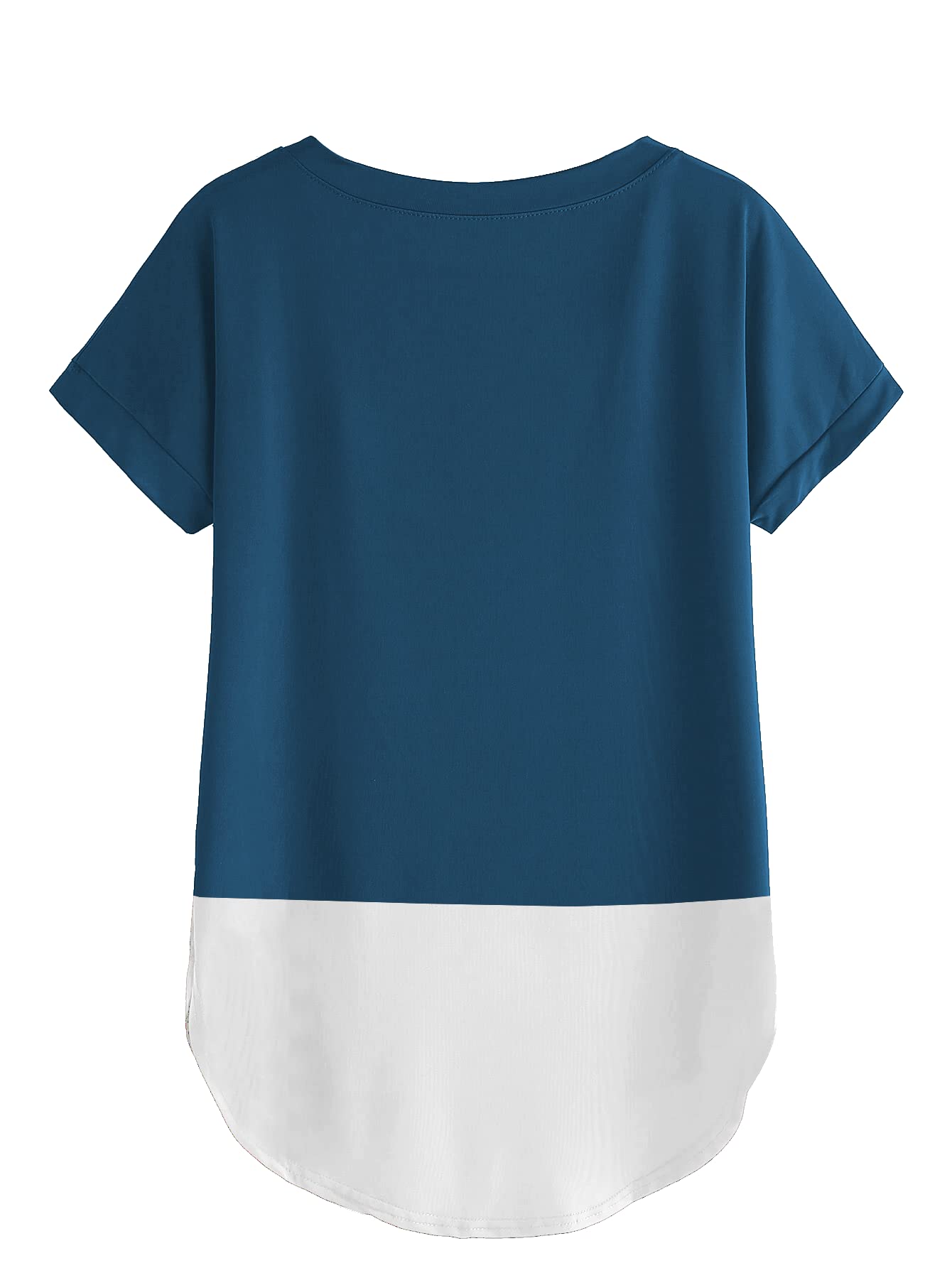 Fabricorn Womens Blue & White Solid Regular Fit Short Sleeves T-Shirt, Large Size