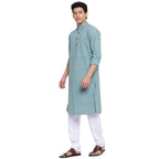 Fabindia MenS Cotton Slim Kurta (102409601_Green