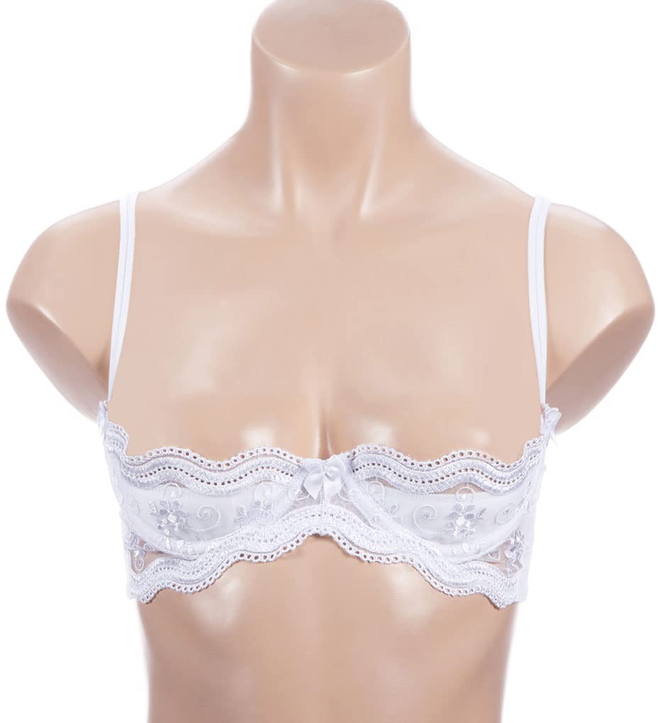 Shirley of Hollywood Women's Plus Size Scalloped Embroidered Shelf Bra, X331, Red, 44