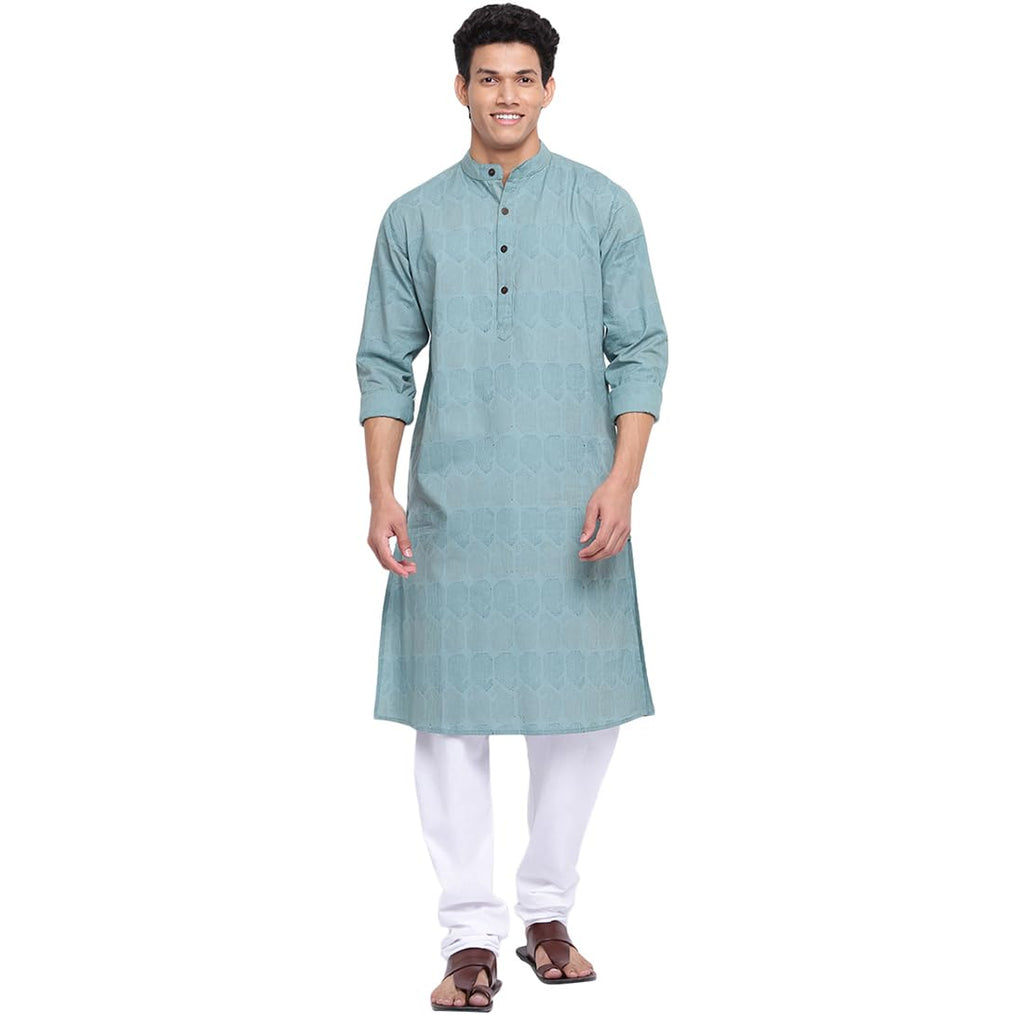 Fabindia MenS Cotton Slim Kurta (102409601_Green