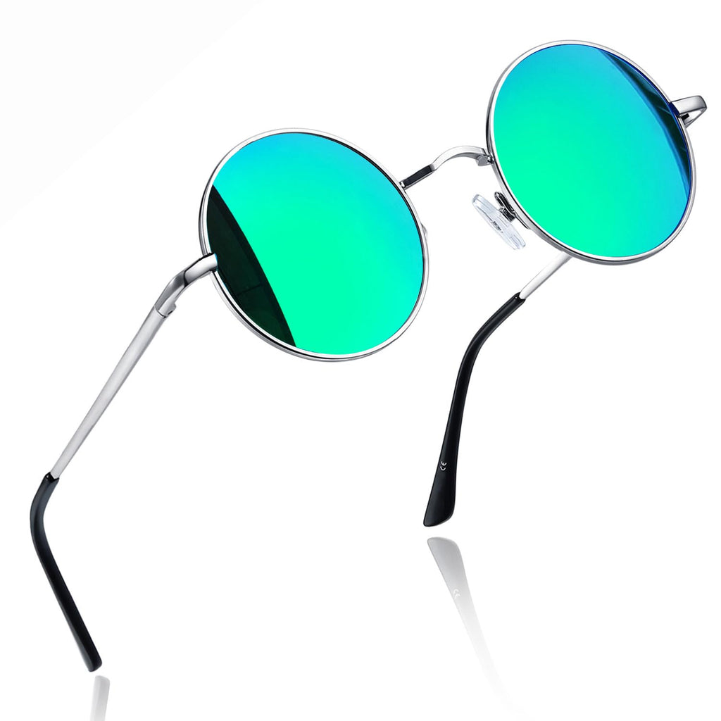Joopin Polarized Round Sunglasses Circle Hippie Sun Glasses UV400 Teashade Shades for Women Men Sunnies Halloween Costume (Mirro
