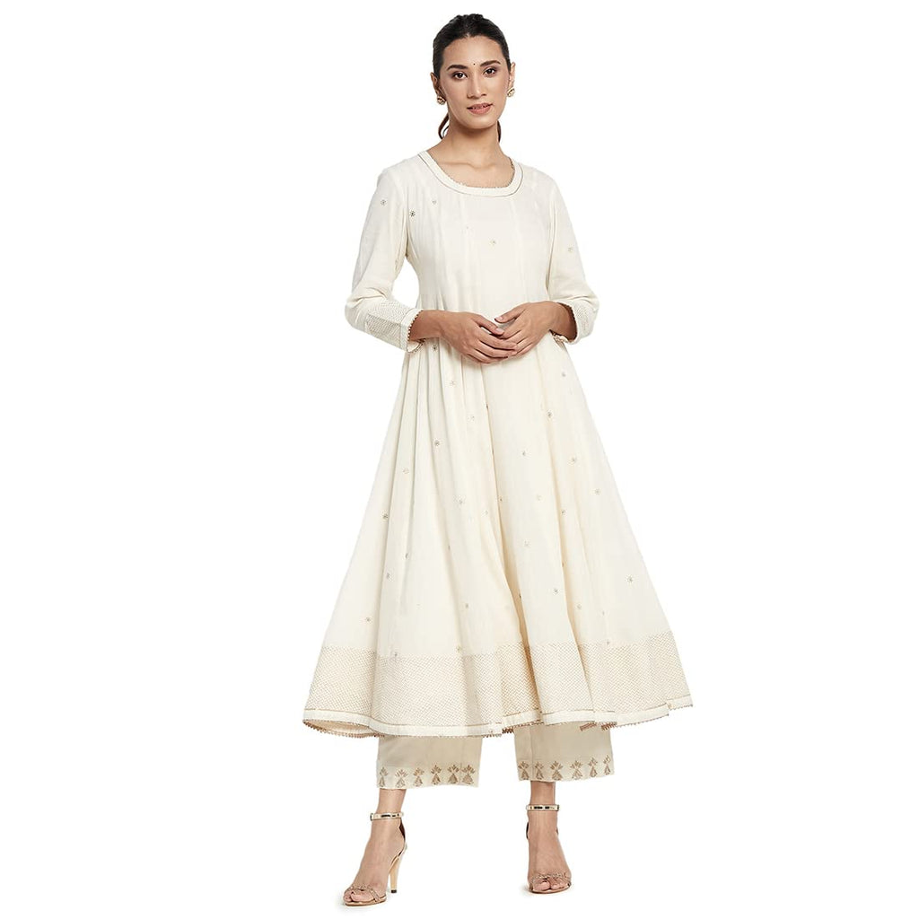 Fabindia Women Cotton Long Kurta Natural_M