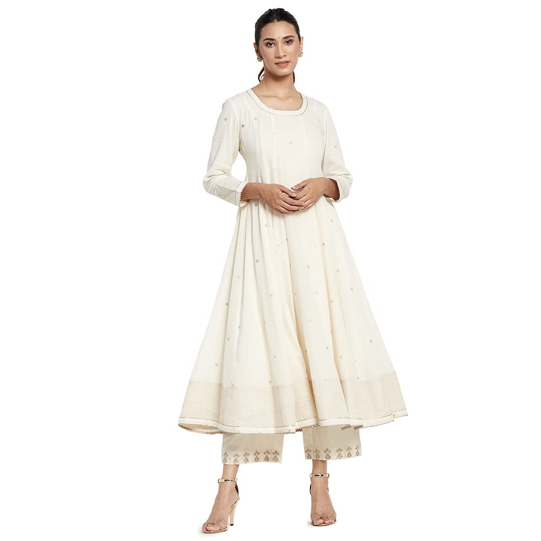Fabindia Women Cotton Long Kurta Natural_M