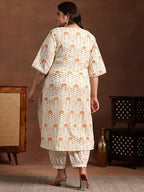 Extra Love By Libas Womens Printed Cotton Straight Kurta With Salwar