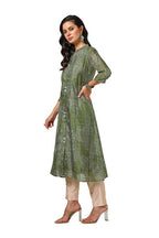 Soch Womens Green Art Silk Bandhani Print Kurta