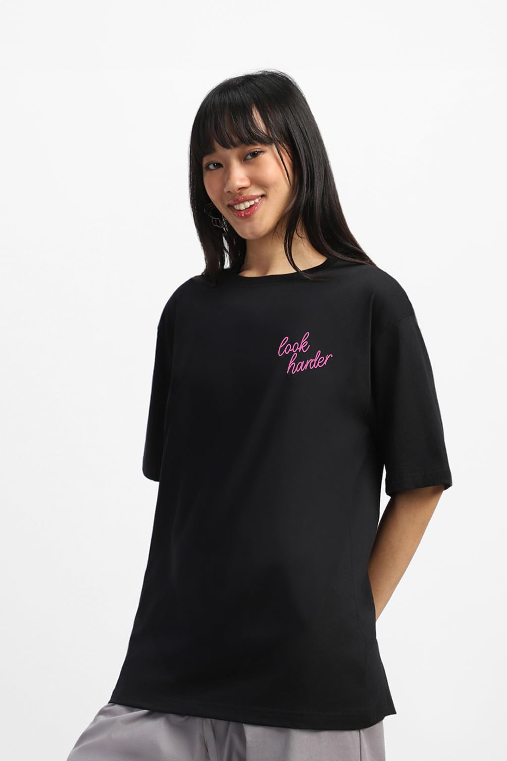 Juneberry 100% Pure Cotton Oversized Baggy Fit Official Disney Merchandise Cool & Goofy Graphic Printed T-Shirt For Women (Os_Ds
