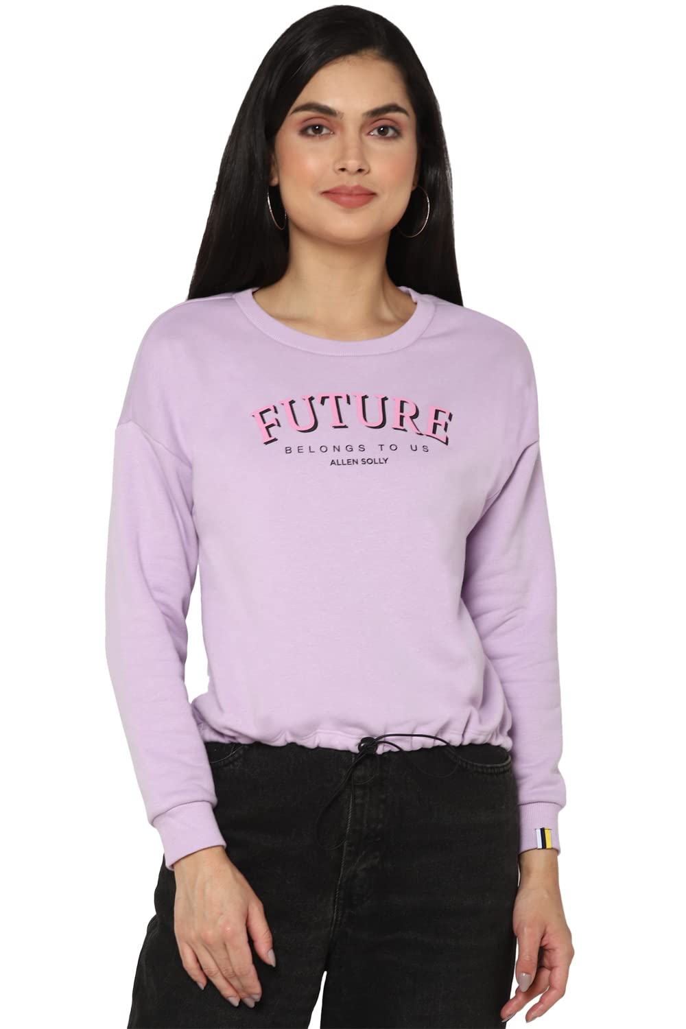 Allen Solly Women Cotton Hooded Crew Neck T-Shirt