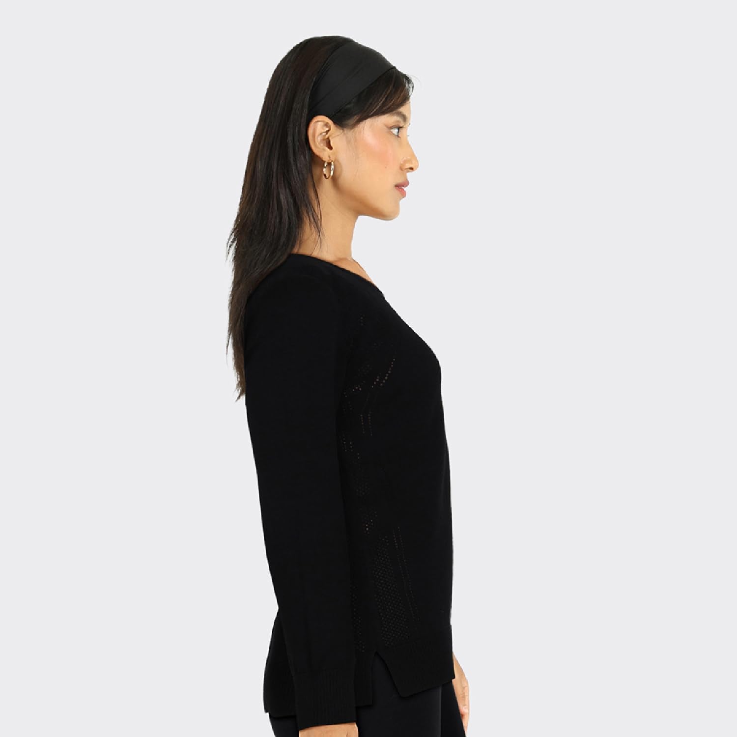 BlissClub at-Ease CottonKnit Top | 100% Cotton top| Breathable | Ventilation Panels | Full Sleeves | Pointelle top
