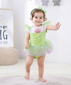 Dressy Daisy Infant Baby Girl Green Fairy Romper Costumes Onesie Dress Bodysuit with Headband Halloween Birthday Party Fancy Out