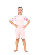 Aarika Girls Sports Wear Pink Colour Floral Print Nylon Swim Suit (4-15 Years)-(SW-SHM-AB-617)