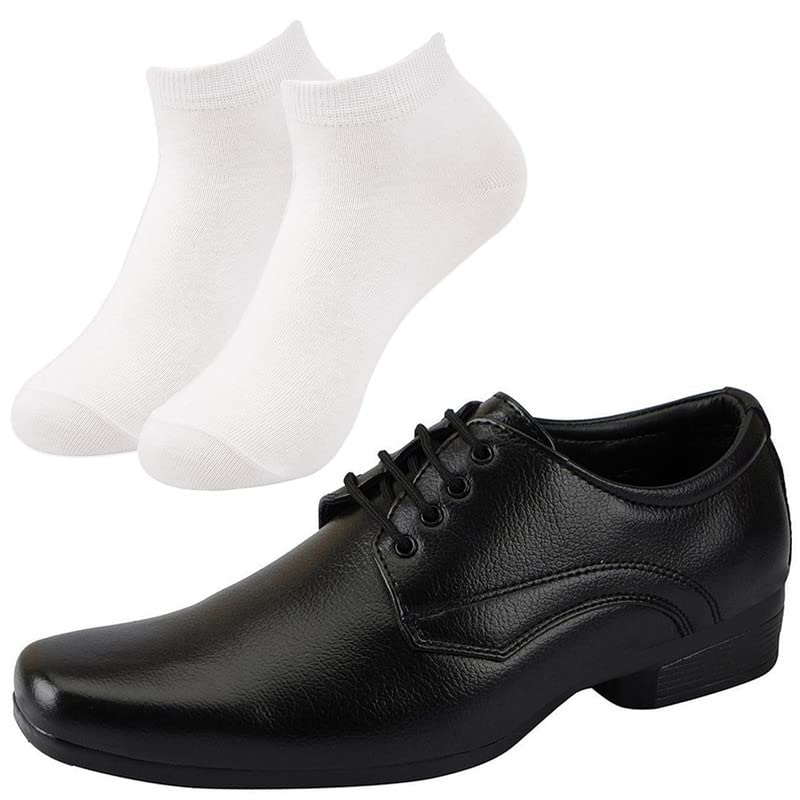Vitoria l Men Black LaceUp Formal Shoes with White Socks/8 8