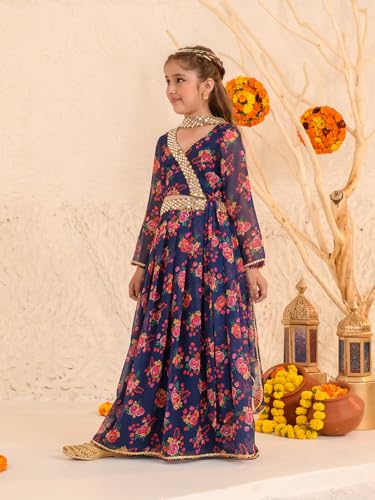 Pspeaches Girls Printed Ready To Wear Lehenga Blouse With Dupatta
