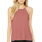 Ladies Flowy High Neck Tank - WHITE - S(D0102H7W3Q2)