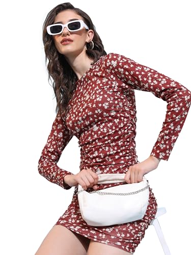Ketch WomenS Polyester Blend Bodycon Mini Dress (Khj6000393_Maroon/Multi