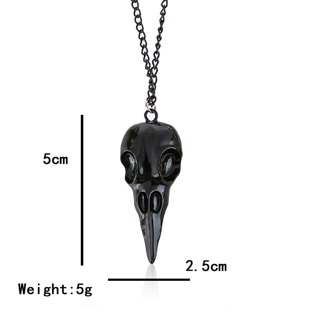YOOESTORES82 Punk Metal Crow Skull Necklace. Hip Hop 3D Animal Bird Skull Pendant Necklace, Men Women Vintage Gothic Halloween J
