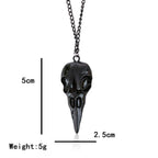 YOOESTORES82 Punk Metal Crow Skull Necklace. Hip Hop 3D Animal Bird Skull Pendant Necklace, Men Women Vintage Gothic Halloween J