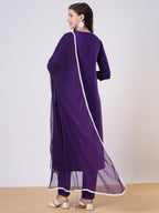 ANNI DESIGNER Women s viscose rayon embroidered straight Kurta with trousers and dupatta, Begani, XL